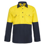 Mens Half Placket Cotton Drill Shirt With Semi Gusset Sleeve
