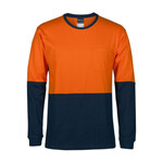 Mens Hi Vis Long Sleeve Crew Neck Cotton T-Shirt