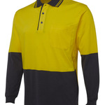 Mens Hi Vis Long Sleeve Cotton Polo