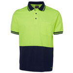 Mens Hi Vis Short Sleeve Cotton Back Polo