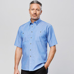 Mens Wrinkle Free Chambray Short Sleeve Shirt